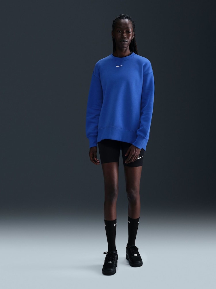 Nike Royal Blue Oversized Phoenix Fleece Crew Neck Sweatshirt - Image 1 of 8