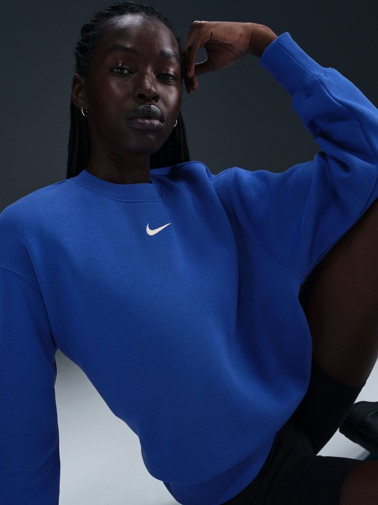 Nike Royal Blue Oversized Phoenix Fleece Crew Neck Sweatshirt - Image 5 of 8