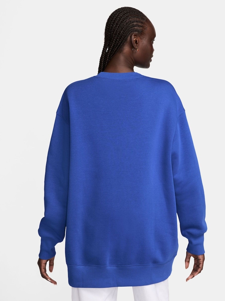 Nike Royal Blue Oversized Phoenix Fleece Crew Neck Sweatshirt - Image 7 of 8