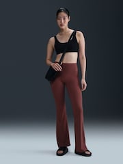 Nike Burgundy Red Zenvy Gentle Support High Waisted Flared Leggings - Image 1 of 8