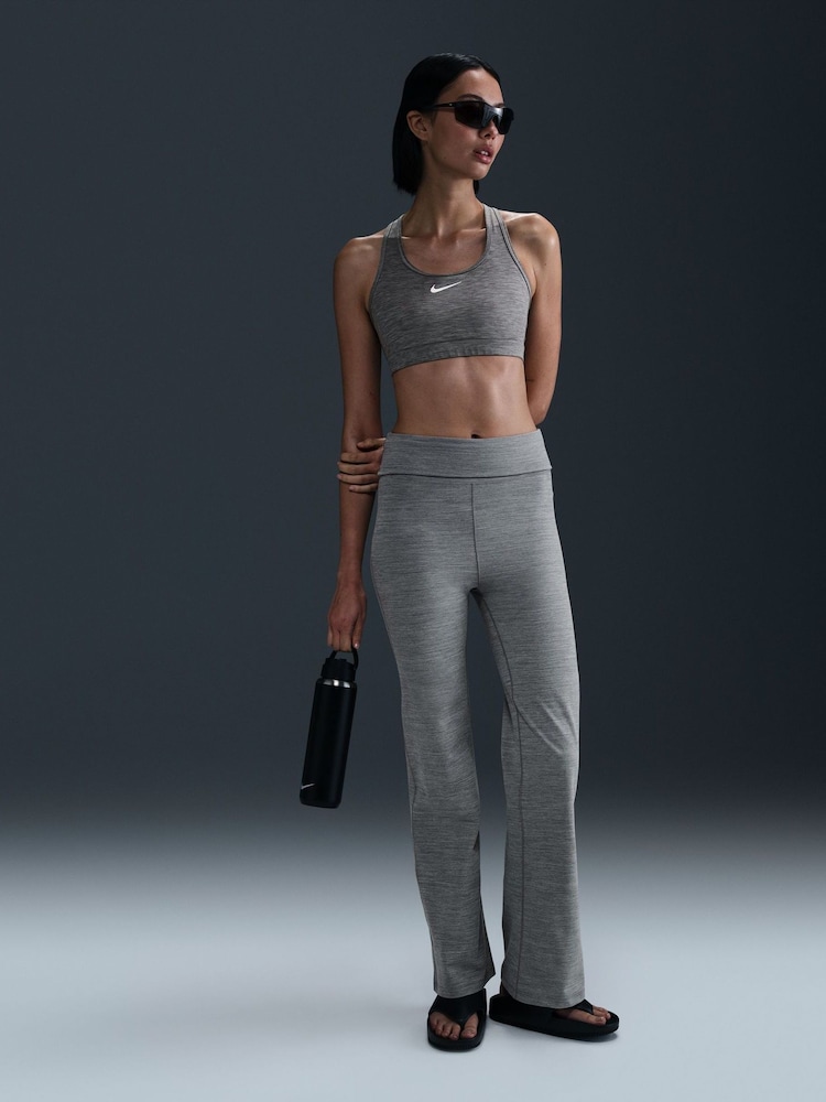 Nike Smoke Grey One High Waisted Fold Over Flared Leggings - Image 1 of 11