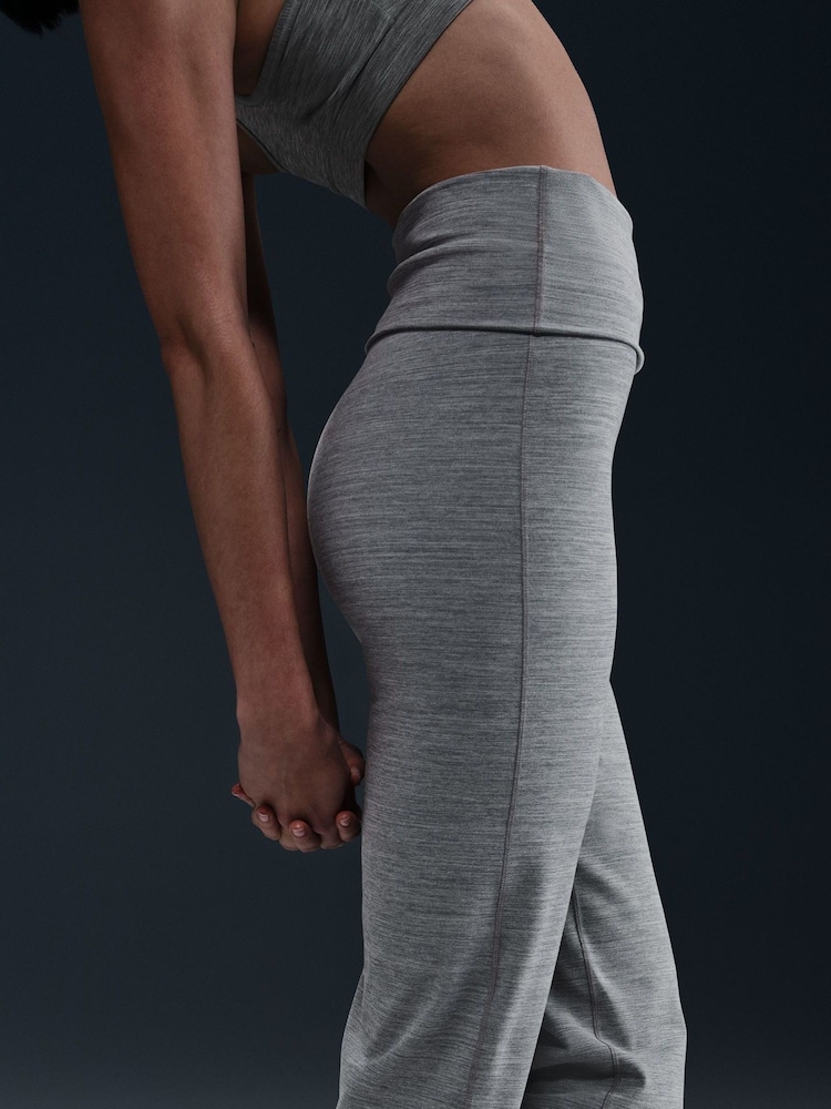 Nike Smoke Grey One High Waisted Fold Over Flared Leggings - Image 11 of 11