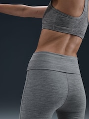 Nike Smoke Grey One High Waisted Fold Over Flared Leggings - Image 3 of 11
