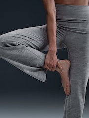 Nike Smoke Grey One High Waisted Fold Over Flared Leggings - Image 4 of 11