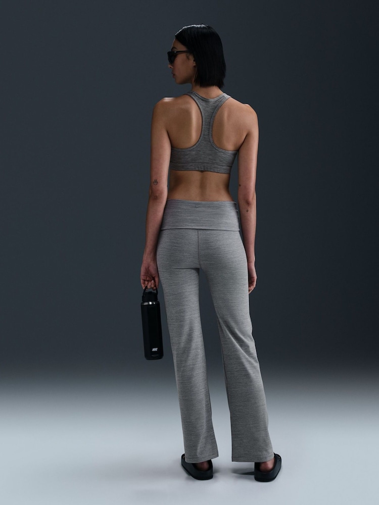 Nike Smoke Grey One High Waisted Fold Over Flared Leggings - Image 5 of 11
