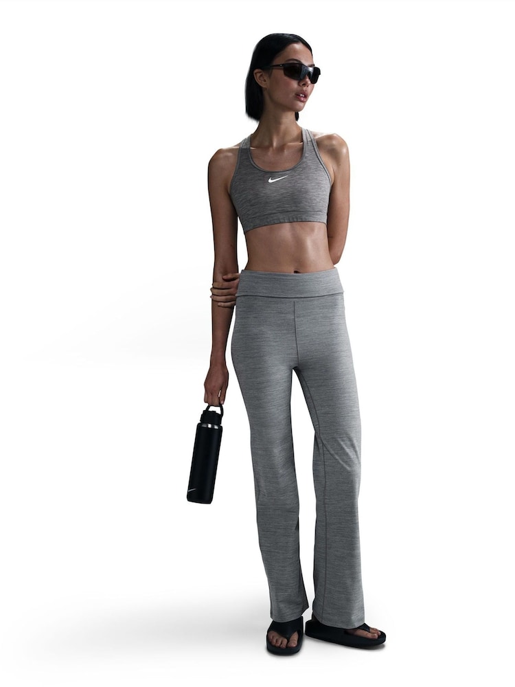 Nike Smoke Grey One High Waisted Fold Over Flared Leggings - Image 6 of 11