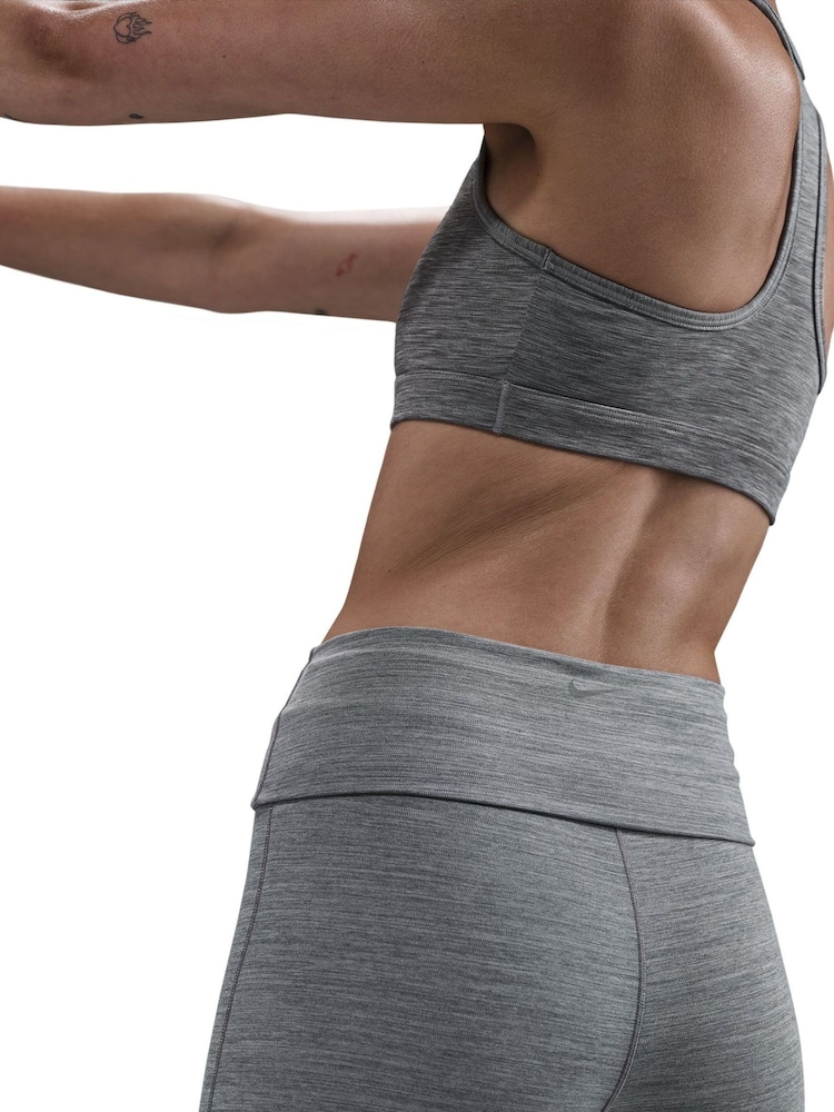 Nike Smoke Grey One High Waisted Fold Over Flared Leggings - Image 8 of 11