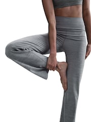 Nike Smoke Grey One High Waisted Fold Over Flared Leggings - Image 9 of 11