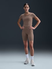 Nike Mink Brown One High-Waisted Cycling Shorts With Pockets - Image 1 of 6