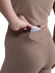 Nike Mink Brown One High-Waisted Cycling Shorts With Pockets - Image 12 of 12