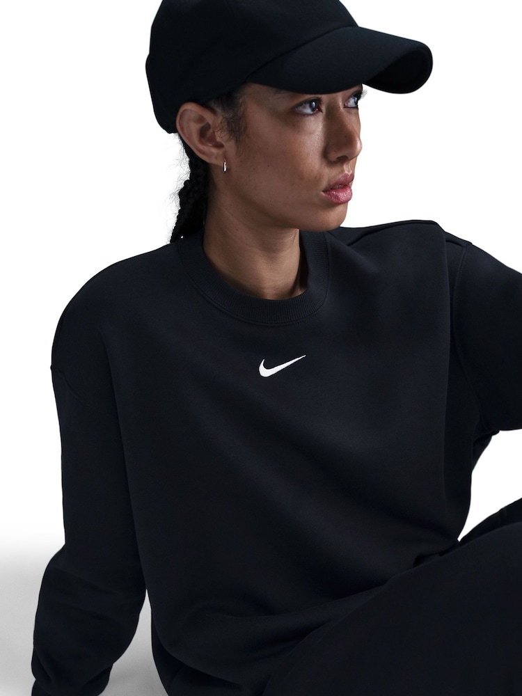 Nike Black Oversized Phoenix Fleece Crew Neck Sweatshirt - Image 8 of 9
