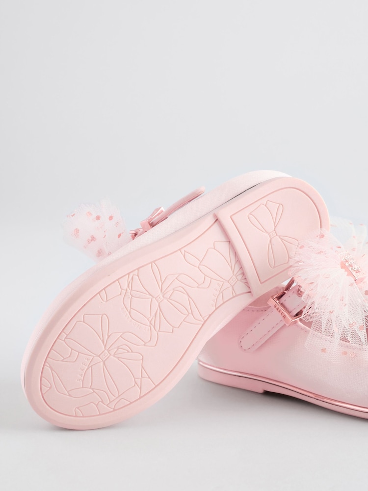 وردي - حذاء للمناسبات بتصميم Mary Jane مزيّن بفيونكة للبنات من Baker by Ted Baker - Image 6 of 6