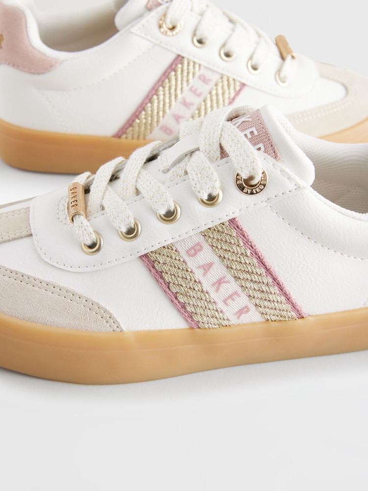 לבן - Baker by Ted Baker נעלי ספורט חצאיות עם סוליית גומי, ילדות - Image 3 of 6