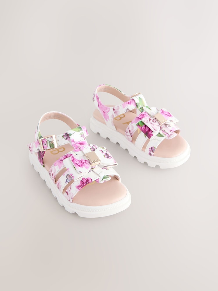 Bloemenmotief - Baker by Ted Baker - Fisherman-sandalen met strik voor meisjes - Image 5 of 6