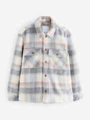 Light Grey Borg Lined Check Shacket - Image 10 of 13