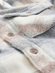 Light Grey Borg Lined Check Shacket - Image 12 of 13