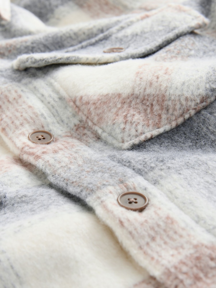 Light Grey Borg Lined Check Shacket - Image 12 of 13