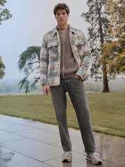 Light Grey Borg Lined Check Shacket - Image 3 of 13