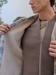 Light Grey Borg Lined Check Shacket - Image 8 of 13
