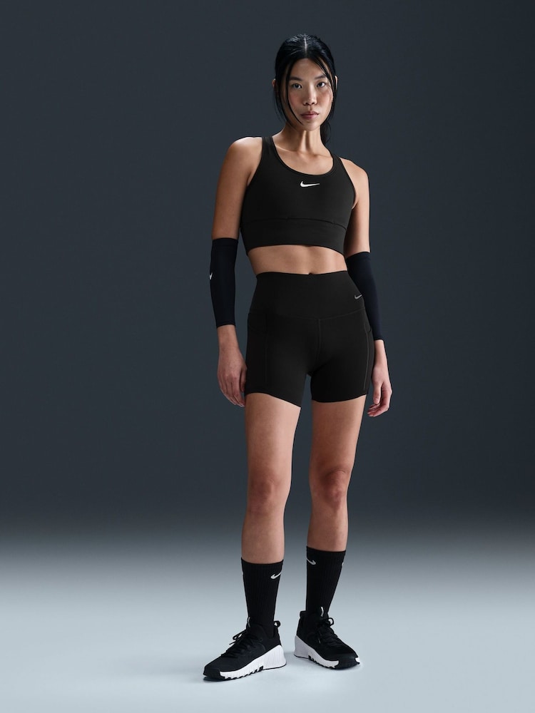 Nike Black Swoosh Pocket Medium-Support Sports Bra - Image 1 of 14