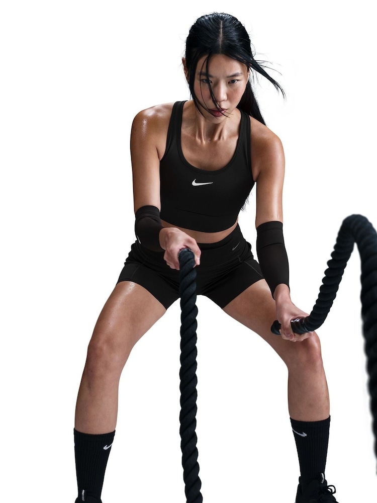 Nike Black Swoosh Pocket Medium-Support Sports Bra - Image 14 of 14