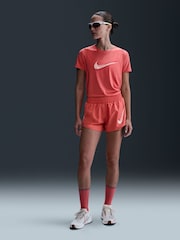 Nike Ember Red One Swoosh Dri-FIT Short Sleeve Running Top - Image 1 of 5