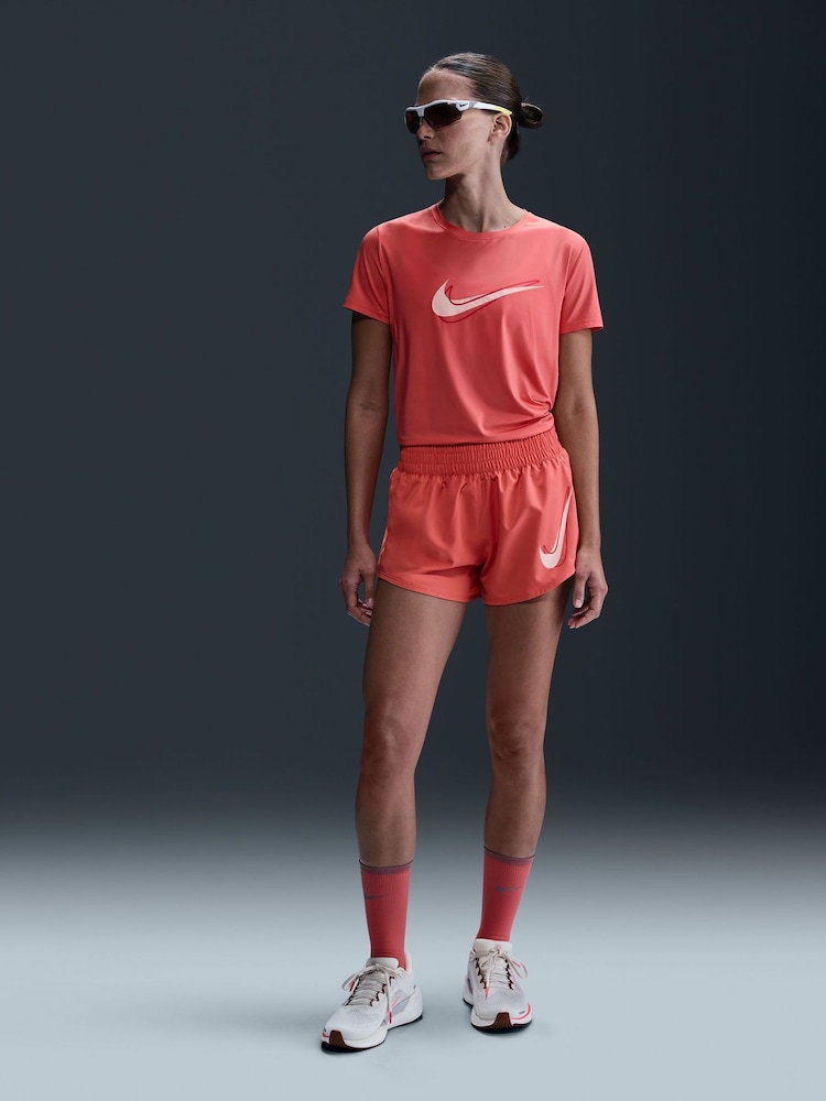 Nike Ember Red One Swoosh Dri-FIT Short Sleeve Running Top - Image 1 of 5