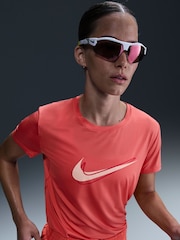Nike Ember Red One Swoosh Dri-FIT Short Sleeve Running Top - Image 3 of 5