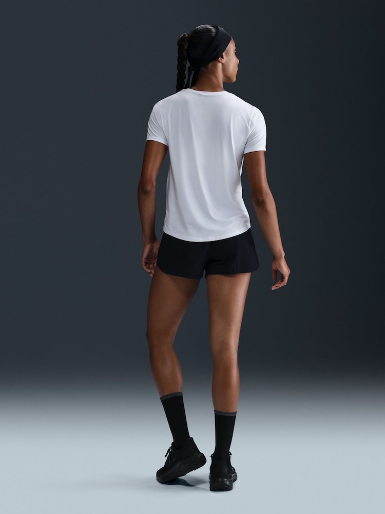 Nike White One Swoosh Dri-FIT Short Sleeve Running Top - Image 2 of 5