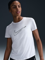 Nike White One Swoosh Dri-FIT Short Sleeve Running Top - Image 3 of 5