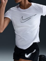 Nike White One Swoosh Dri-FIT Short Sleeve Running Top - Image 5 of 5