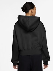 Nike Black Phoenix Fleece Loose Crop Full-Zip Hoodie - Image 2 of 6