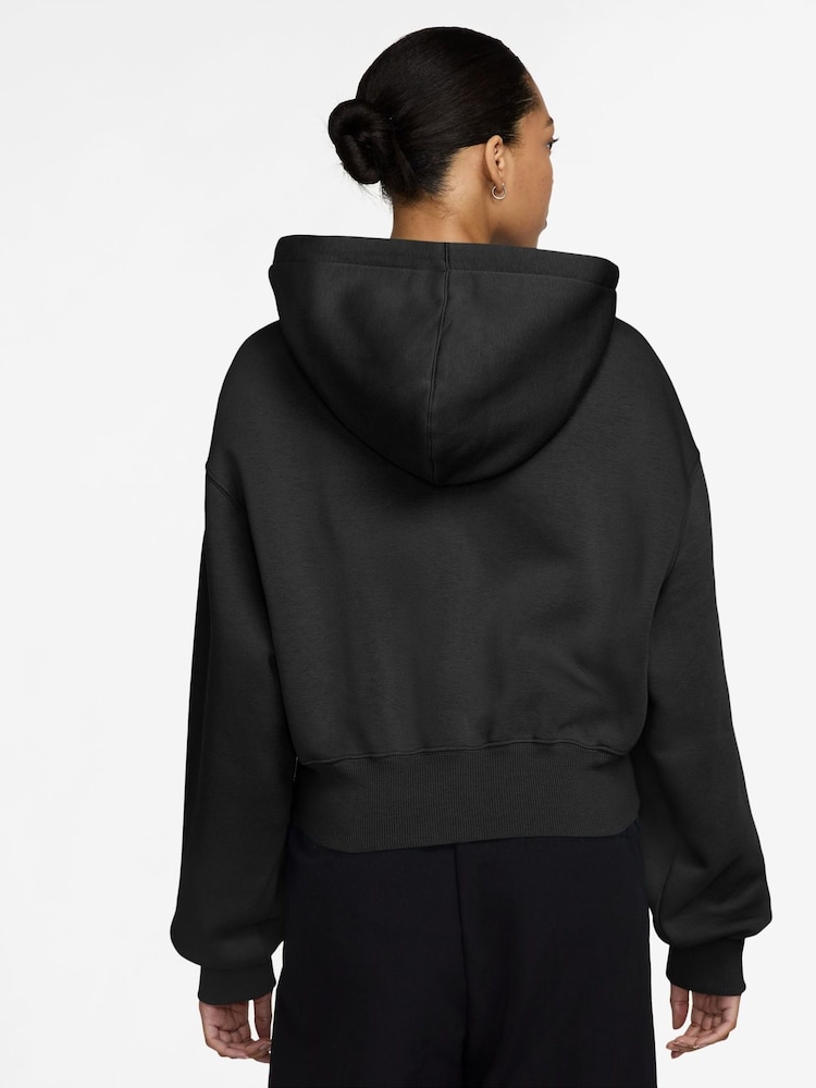 Nike Black Phoenix Fleece Loose Crop Full-Zip Hoodie - Image 2 of 6
