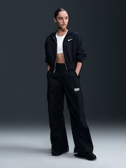 Nike Black Phoenix Fleece Loose Crop Full-Zip Hoodie - Image 4 of 6
