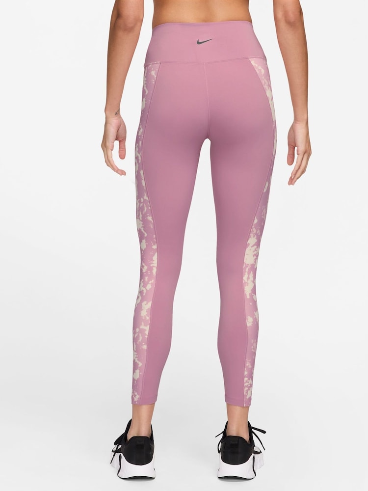 Nike Elemental Pink One High Waisted 7/8 Printed Leggings - Image 2 of 10