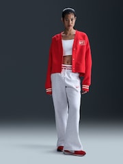 Nike University Red Oversized Sportswear Phoenix Fleece Graphic Cardigan - Image 1 of 6