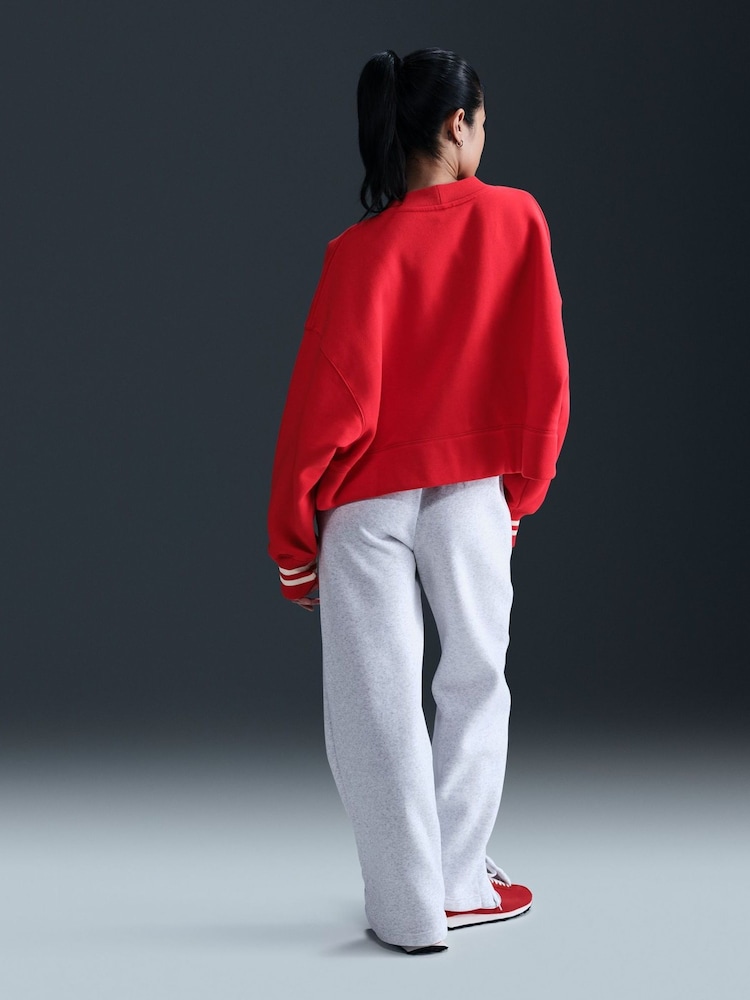 Nike University Red Oversized Sportswear Phoenix Fleece Graphic Cardigan - Image 2 of 6