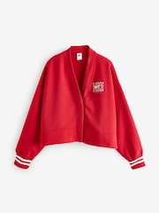 Nike University Red Oversized Sportswear Phoenix Fleece Graphic Cardigan - Image 6 of 6