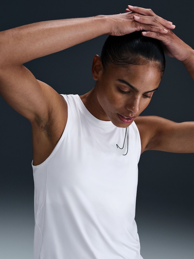 Nike White One Swoosh Dri-FIT Running Tank Top - Image 5 of 5