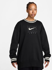Negro - Sudadera oversize de cuello redondo largo con estampado de polar Phoenix de Nike - Imagen 2 de 4