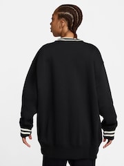 Negro - Sudadera oversize de cuello redondo largo con estampado de polar Phoenix de Nike - Imagen 3 de 4