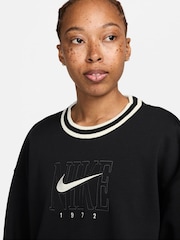Negro - Sudadera oversize de cuello redondo largo con estampado de polar Phoenix de Nike - Imagen 4 de 4