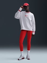 Gris claro - Sudadera oversize de cuello redondo largo con estampado de polar Phoenix de Nike - Imagen 1 de 5