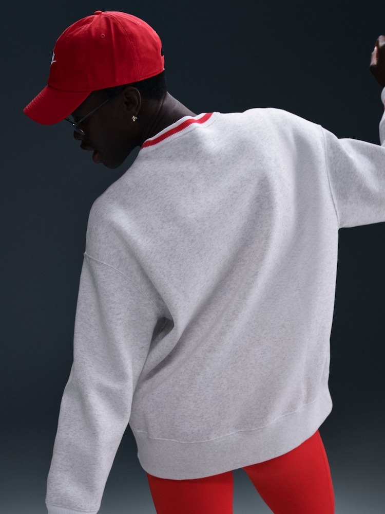 Nike Light Grey Oversized Phoenix Fleece Graphic Long Crew Neck Sweatshirt - Image 4 of 5