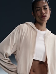 Nike Light Wood Natural Chill Knit Loose Velour Full-Zip Hoodie - Image 4 of 5