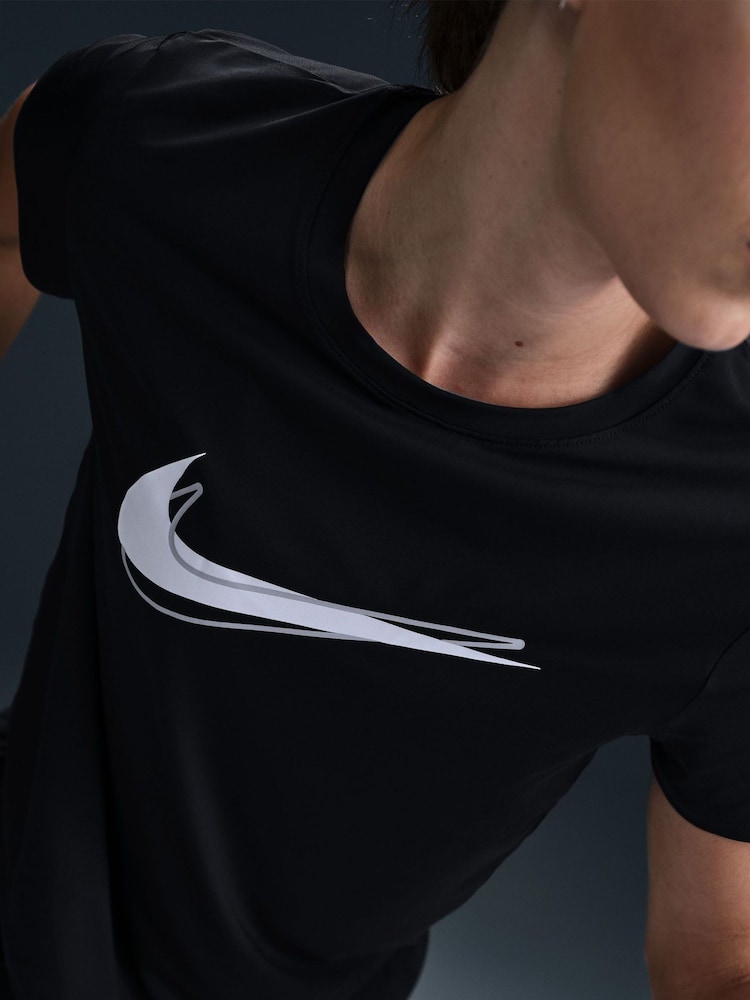 Nike Black One Swoosh Dri-FIT Short Sleeve Running Top - Image 5 of 5