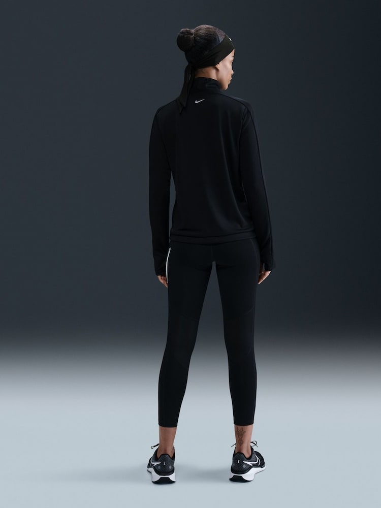 Nike Black White Swoosh Half-Zip Running Sweatshirt - Image 2 of 5