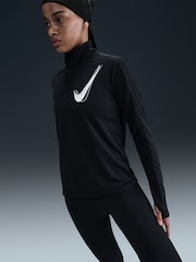 Nike Black White Swoosh Half-Zip Running Sweatshirt - Image 3 of 5
