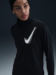 Nike Black White Swoosh Half-Zip Running Sweatshirt - Image 4 of 5