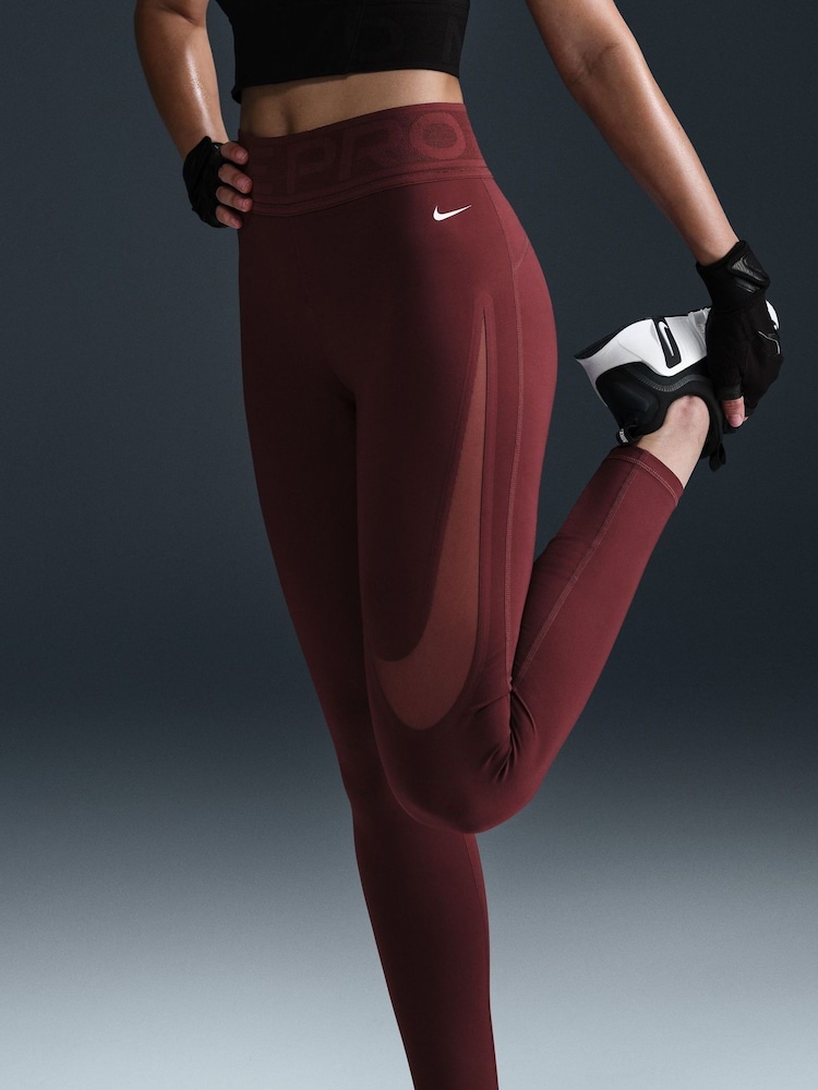 Nike Dark Team Red Pro Sculpt High Waisted Leggings - Image 3 of 5